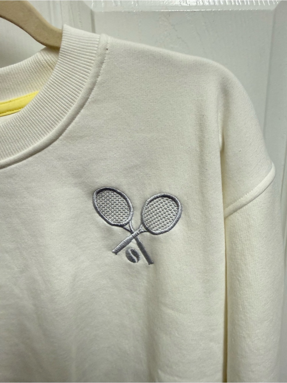 Court Life White Tennis Racket Sweater - Picture 4 of 10